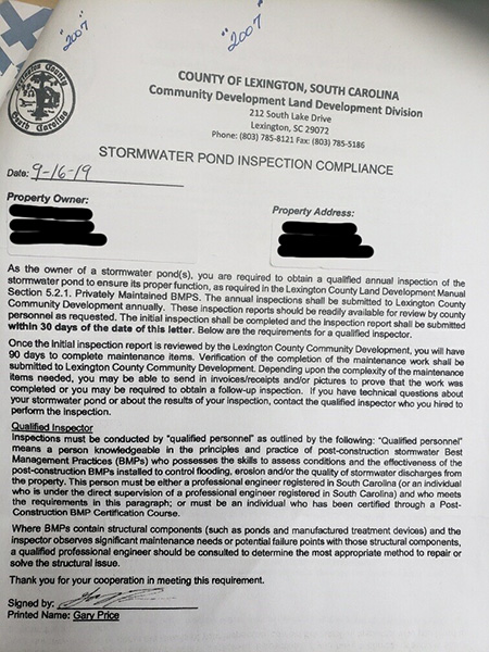 Stormwater Retention Notification